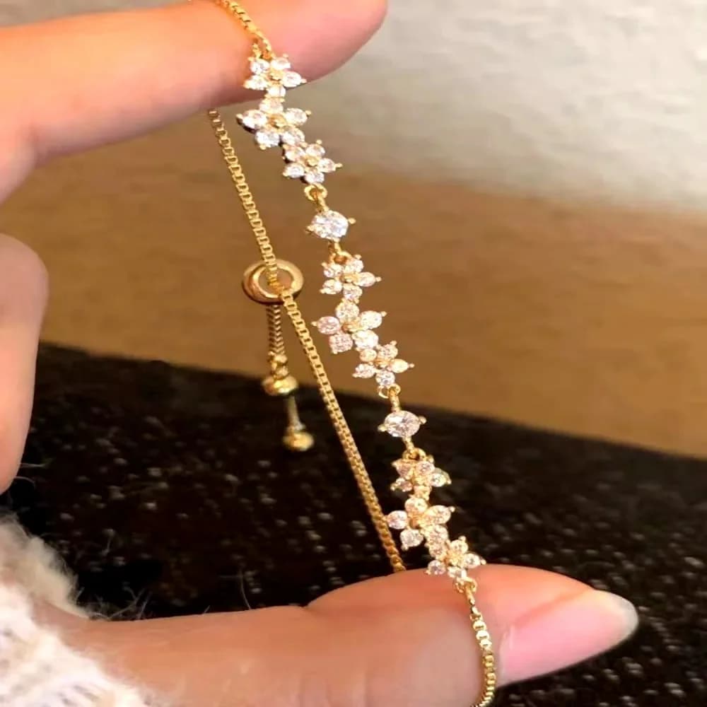 Zinc Alloy Bracelet Sparkling Zircon Flower Bracelet Handmade Bracelet Alloy For Daily Wear Fashion Accessory Party