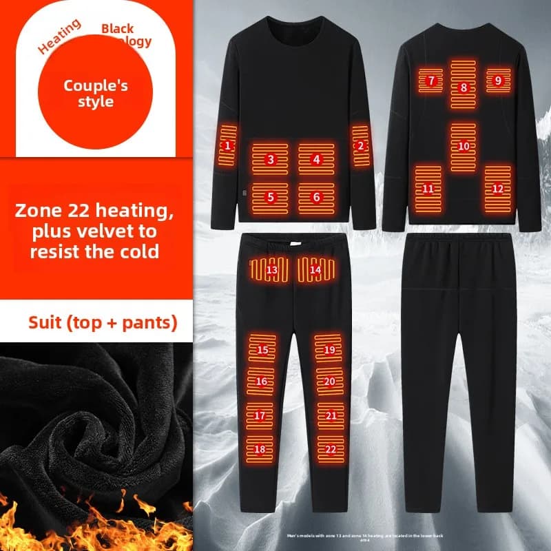 2025 Autumn Winter New Smart USB Heated Set - Unisex Thermostatic Warm Underwear + Heated Vest Heating Clothing