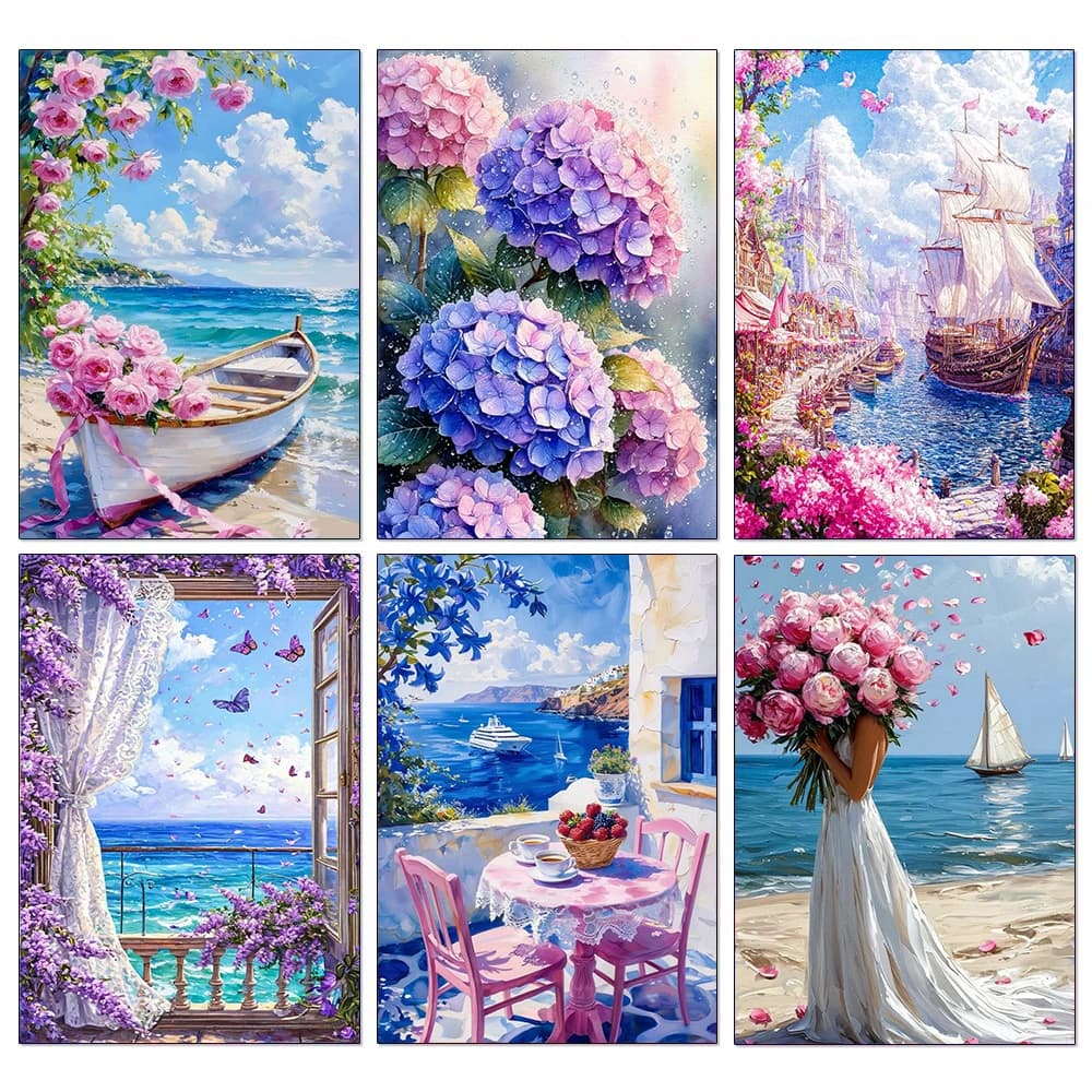 Kit Pittura Diamante 5D Senza Cornice, Paesaggio Marino con Barca a Vela, Nuovi Arrivi, Mosaico Punto Croce Fai da Te, Decorazione Casa, Regalo per Adulti