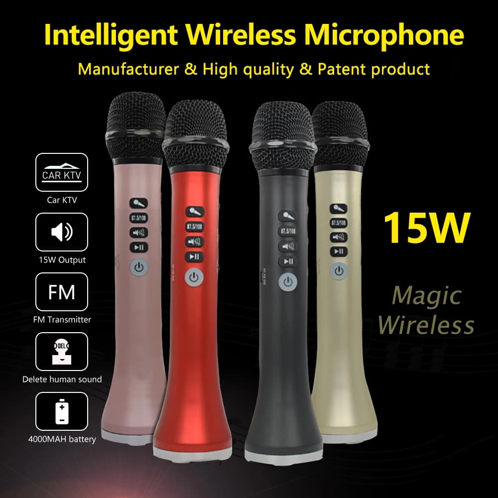 L-698 professional 15W portable USB wireless Bluetooth karaoke microphone speaker with Dynamic microphone