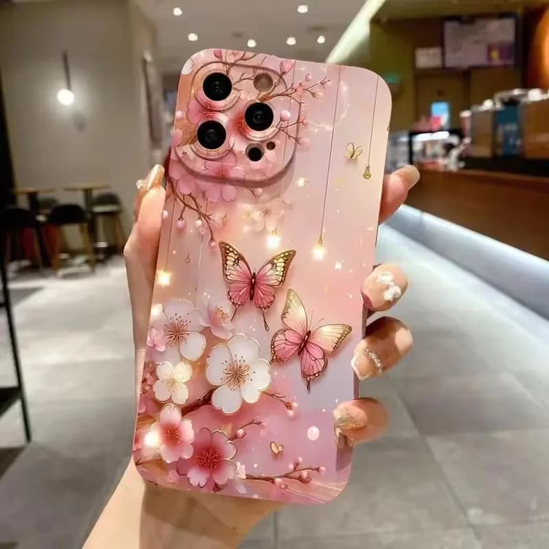 Custodia per telefono fiore farfalla acquerello romantico di lusso per iPhone 16 Pro Max 15 14 13 12 11 XS X XR 7 8 Plus SE 2022 16E Cover