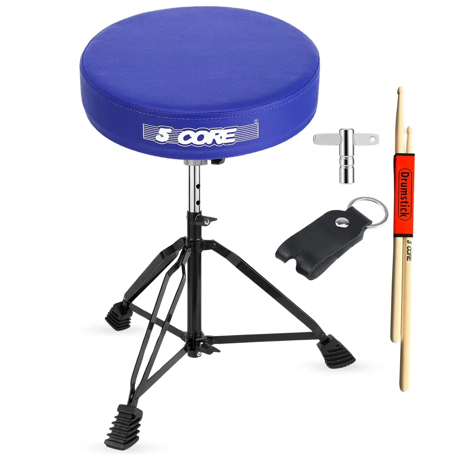 Trono per batteria a 5 nuclei, comodo sgabello per chitarra imbottito da 3 pollici, sedia per batterista, sedile per musicista regolabile DS BLKCH BLU