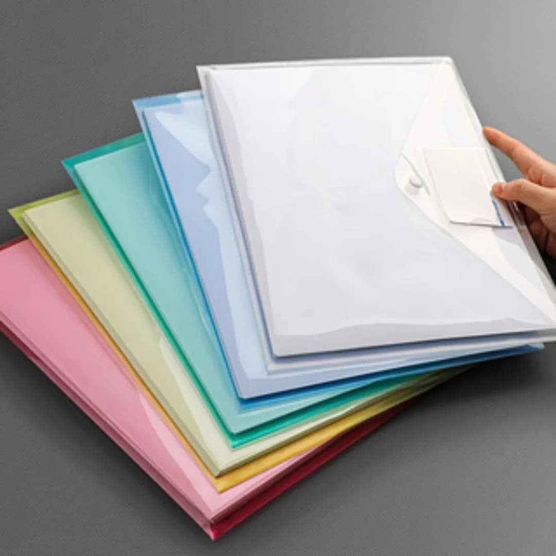 Cartella Portadocumenti Trasparente A4 Impermeabile a Colore Casuale, con Tasca per Etichette, Organizzatore di Documenti per Scuola, Ufficio e Azienda