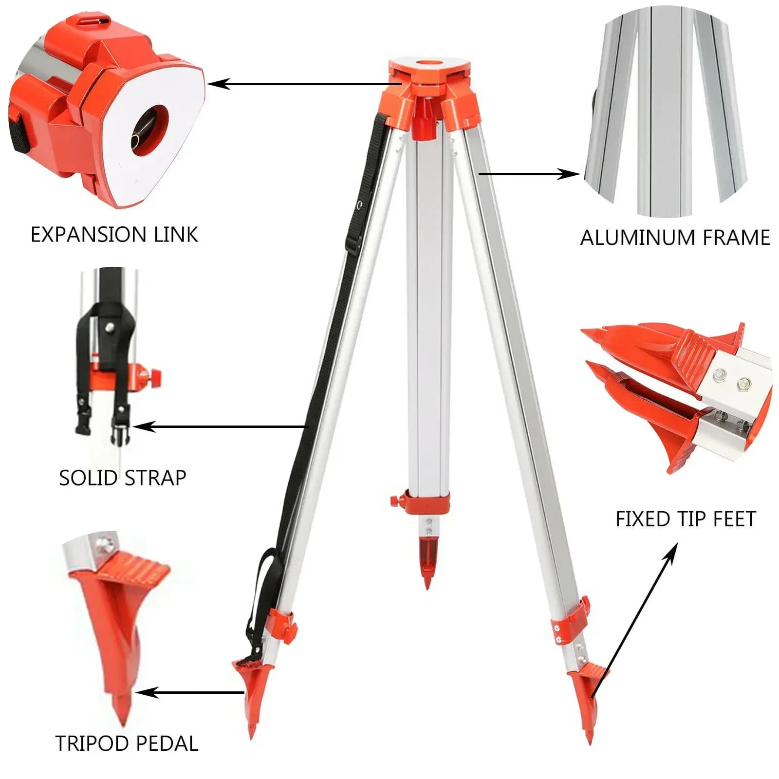 SIHAO 1.65M Laser Level Tripod & Staff Kit Adjustable Height Thickened Aluminum Tripod Stand Self Leveling Support Bracket