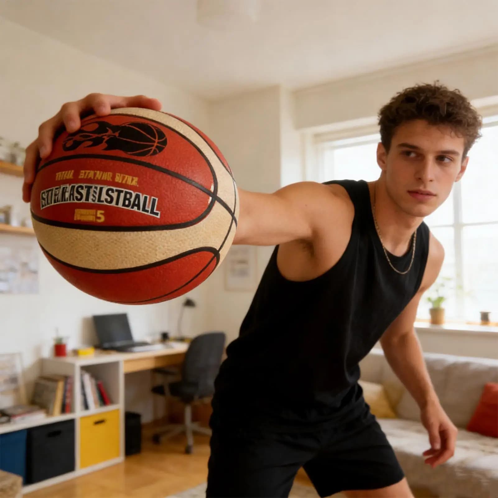 Silent Basketball Diameter 5/7 Number, for Interior, Silent, Squeezable, Kids Sports Game, Silent Bouncy Balls