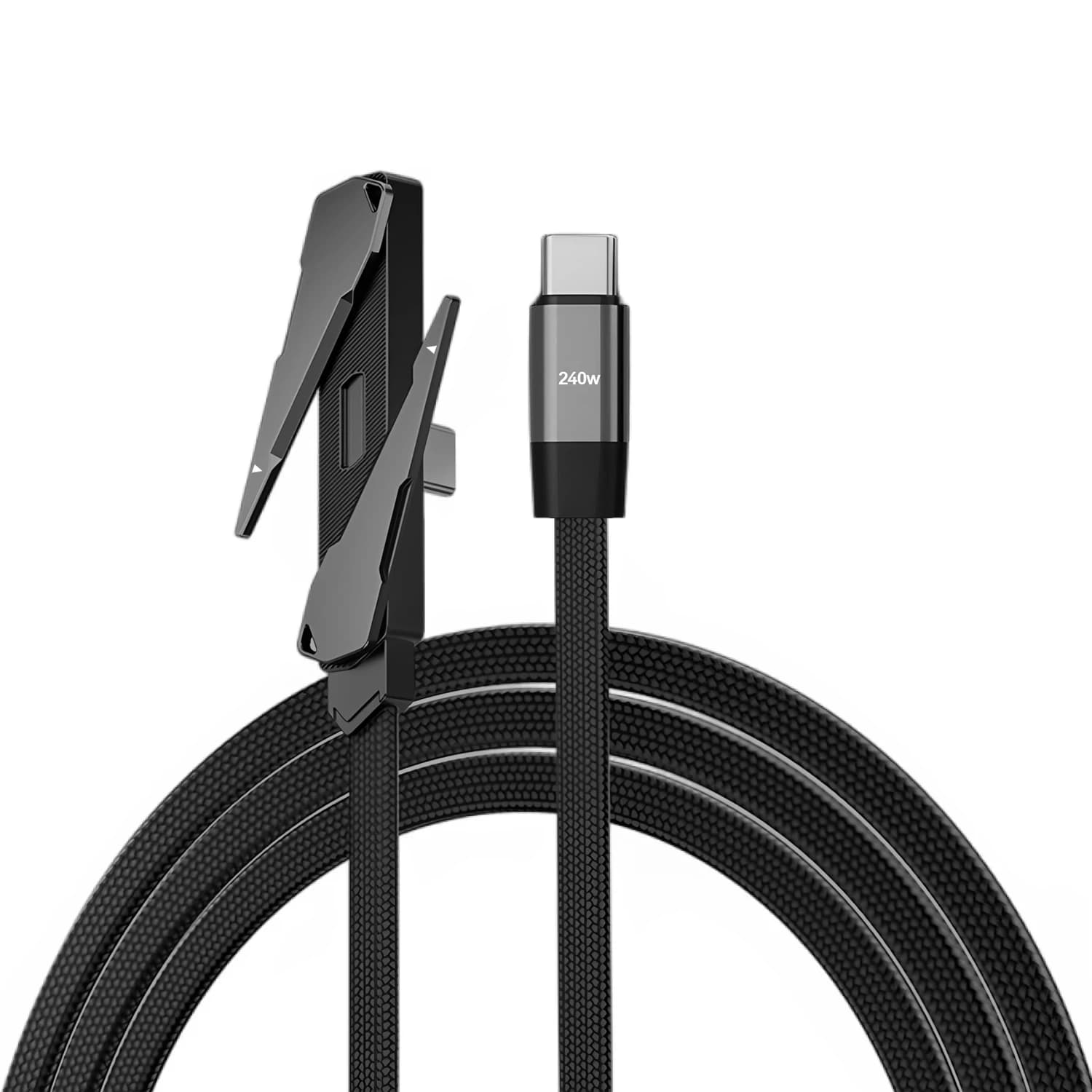 Cavo di ricarica rapida da 240 W, cavo dati multifunzionale da USB C a tipo C con supporto invisibile per telefono, cavalletto universale