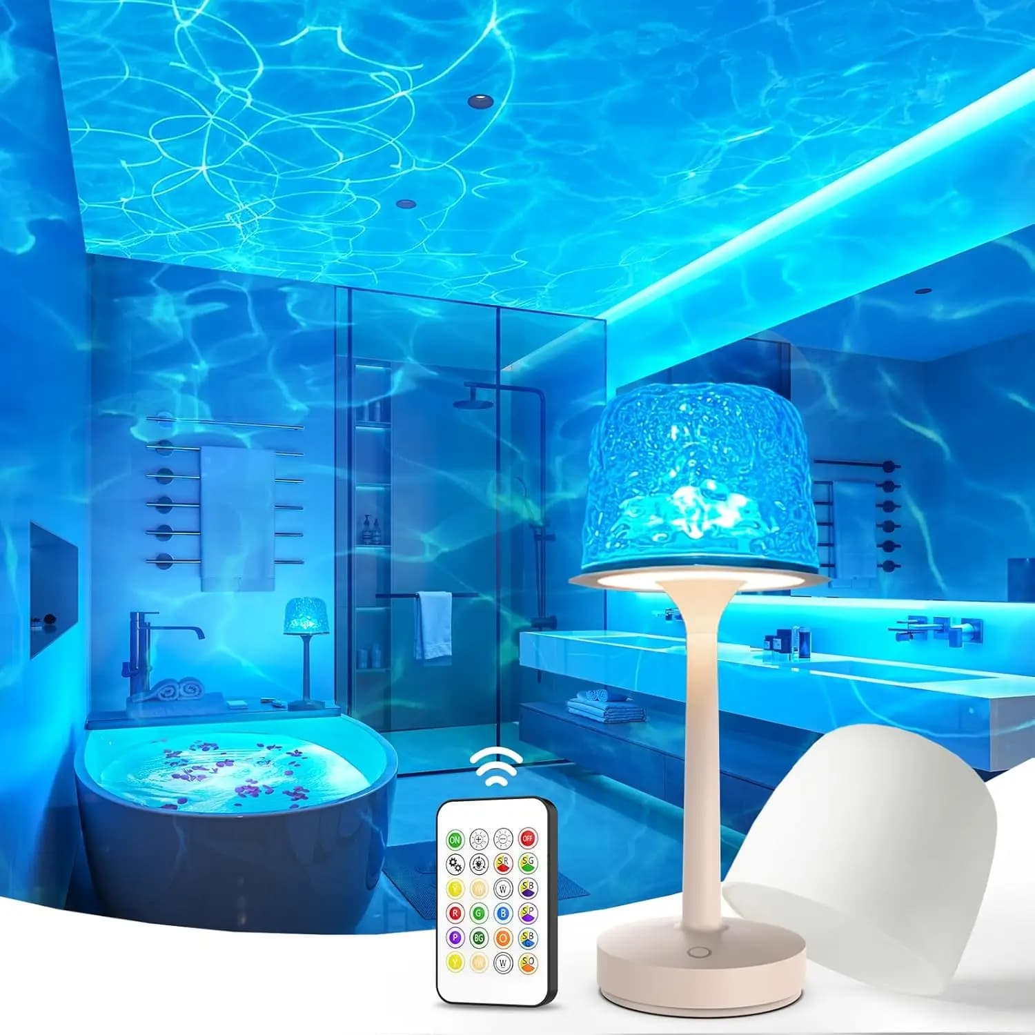 1 6 colors RGB LED desk lamp water wave atmosphere with romantic gift remote control for couples decorations for the bedroom interior projection night light