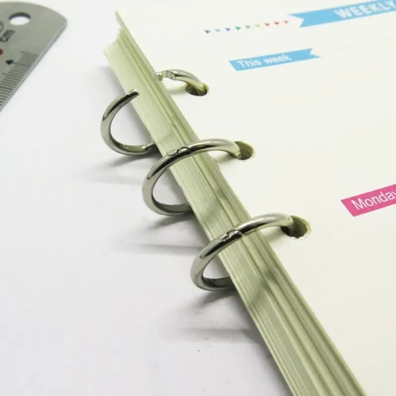 2 pezzi raccoglitore ad anelli in metallo calendario cerchio cancelleria ufficio metallo fogli mobili raccoglitore di libri 3 anelli per Notebook Album Scrapbook clip