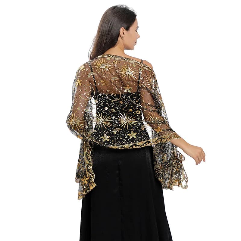 Glitter Paillettes Abiti da sera Scialli per le donne Maglia di colore puro Sposa Damigella d'onore Matrimonio Bolero Mantelle Avvolge Lady Party Scialle