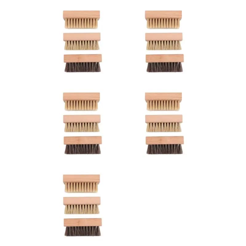 ABKU-Small Set di 15 spazzole per la pulizia delle scarpe con setole in nylon, setole di cinghiale e crine di cavallo, per pelle, camoscio, tela, tessuto