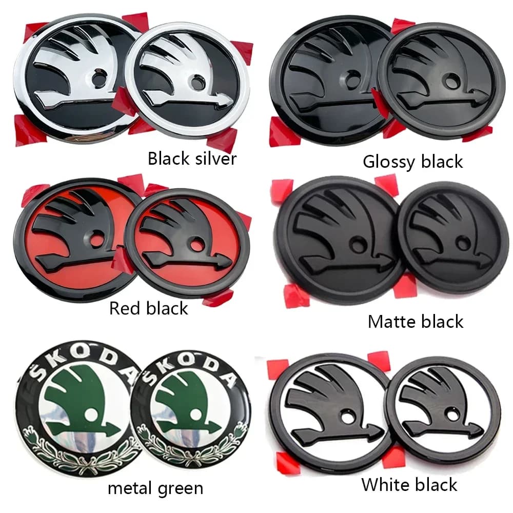 80mm 90mm ABS Emblema Per Skoda Fabia 1 2 Octavia a7 RS Superb Rapid Yeti Karoq Vision Testa di Auto Anteriore Posteriore Bagagliaio portellone adesivo