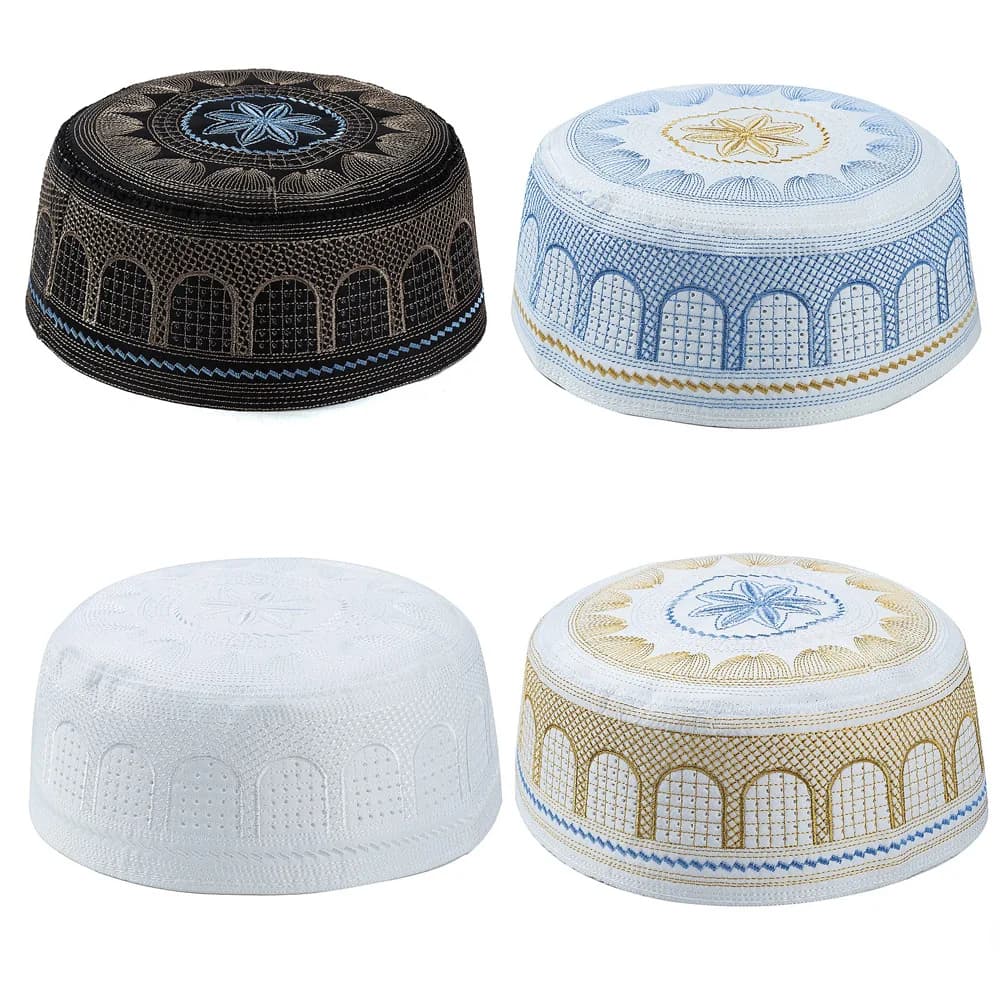 2024 Islamic male hat Hui embroidered Muslim cult hat Saudi Arabia emirate hat Indian hat Topi Kufi Round hat
