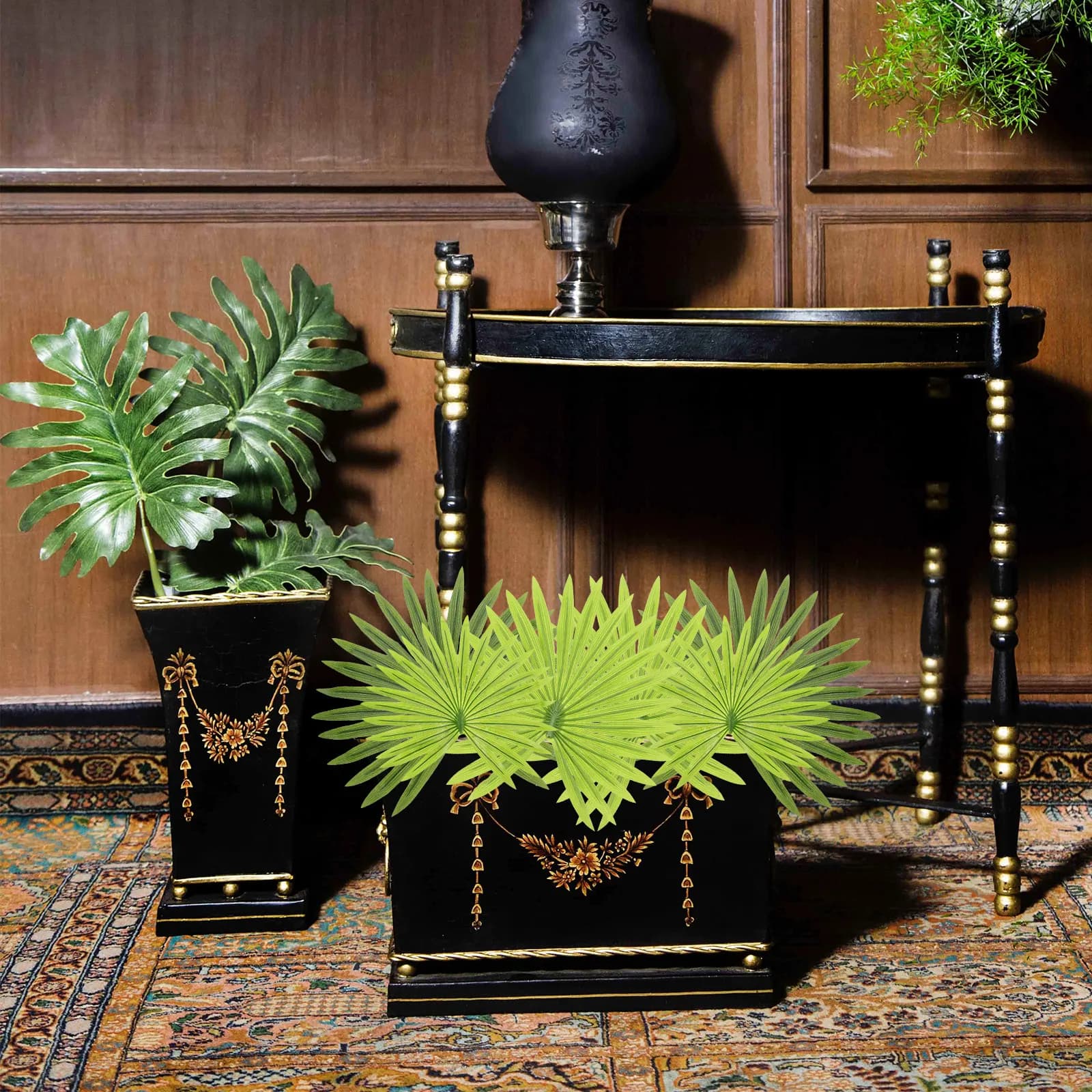 6 Pezzi di Foglie di Palma Artificiali Realistiche, Decorazioni per Feste Tropicali, Piante Finte per Banchetti a Tema Hawaiano, Decorazioni per Tavola da Pranzo