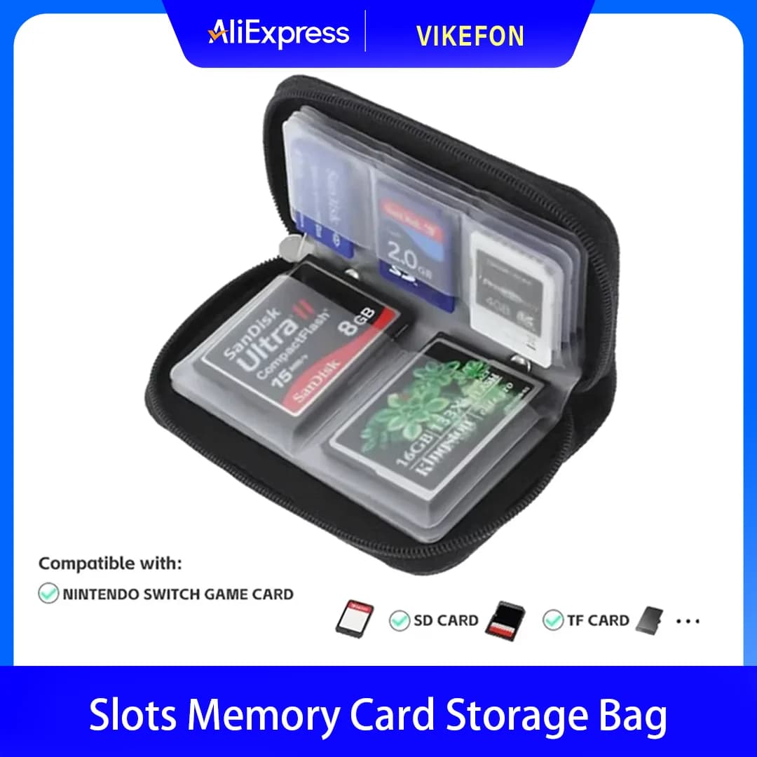 Custodia per scheda di memoria Custodia per trasporto Portafoglio 22 slot per CF/SD/Micro SD/SDHC/MS/DS Accessori per giochi scatola per scheda di memoria