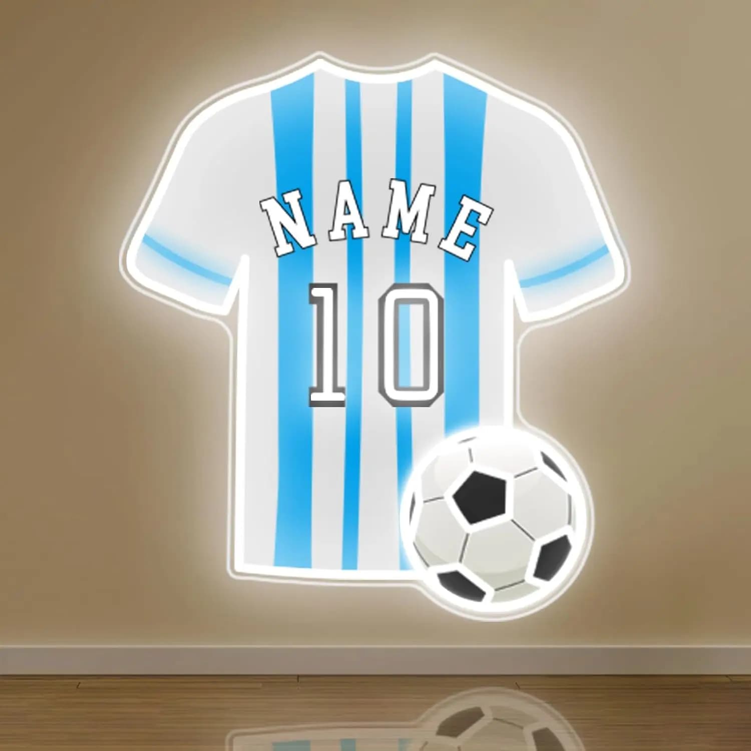Insegna Luminosa a LED a Forma di Maglia da Calcio – Luce LED per Decorazione Murale, Camera da Letto, Bar, Man Cave, Fan Club, Regalo Alimentato via USB