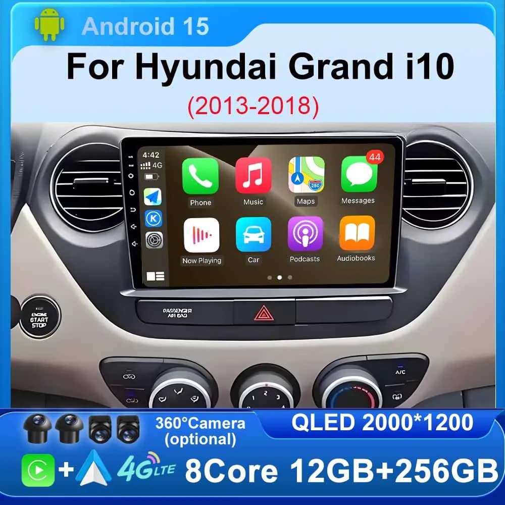 For Hyundai Grand i10 2013 - 2018 Autoradio Carplay BT GPS navigation Android Auto Screen Wifi 4G DSP Video No 2din DVD