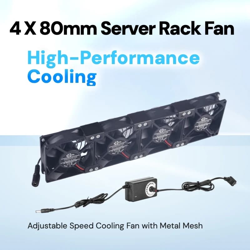 Ventole di raffreddamento ad alta velocità da 4 pezzi da 80 mm x 25 mm con regolatore di velocità - 4200 giri/min, 43,3 cmFM per server/PC/amplificatore/attrezzatura GPU/armadio