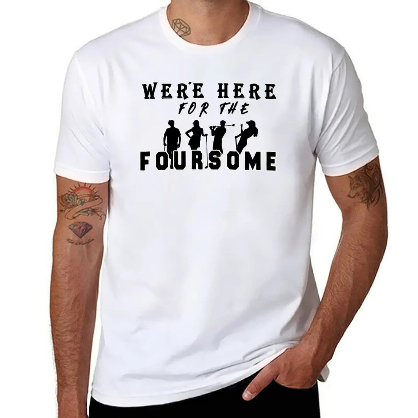 Siamo qui per il foursome, maglietta divertente e sardonica per amanti del golf, t-shirt da lavoro a maniche corte per esterni