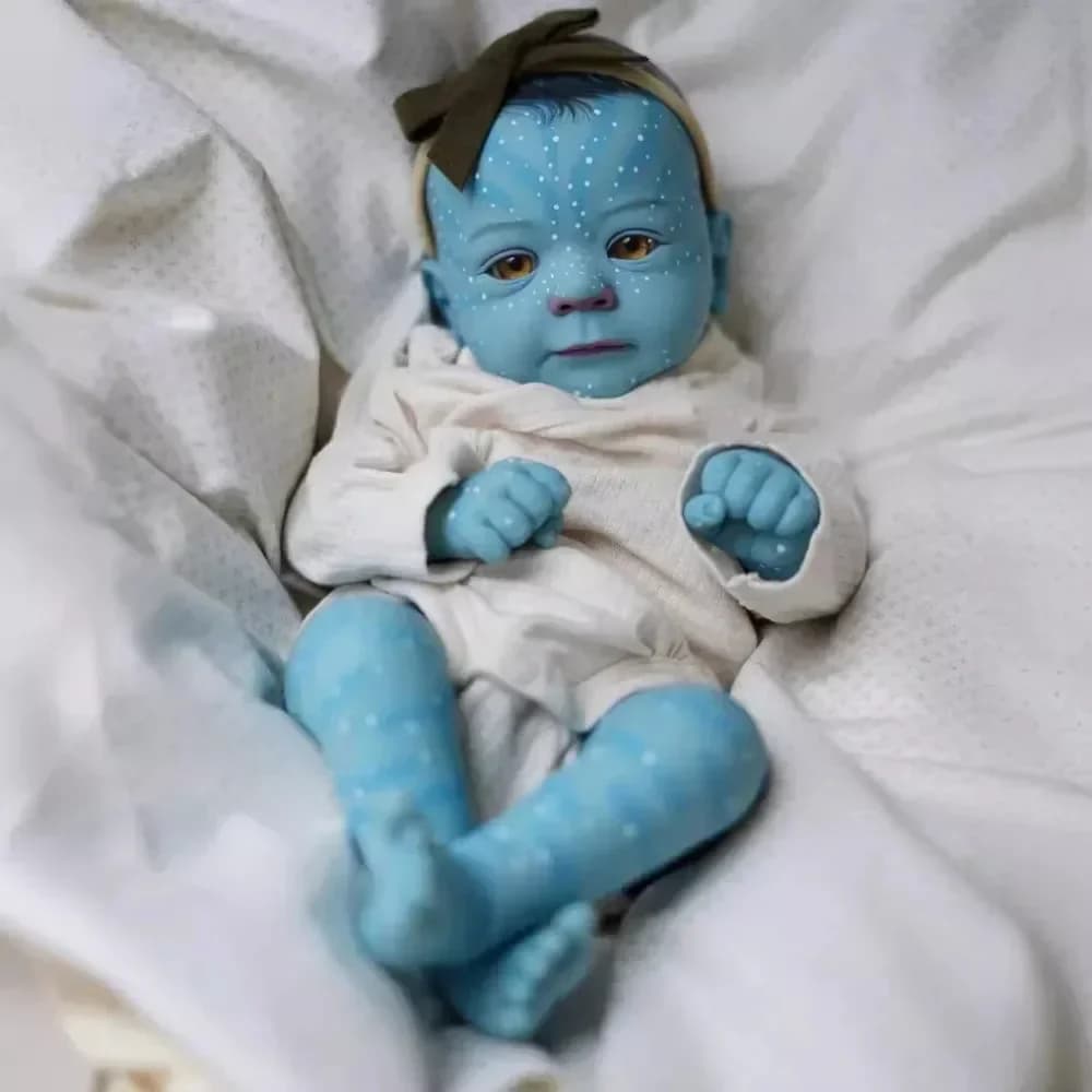 Bambola Reborn da 18 pollici con finitura Felicia Avatar in pelle blu Pelle 3D dipinta a mano con vene dettagliate Bambole Reborn Muñecas Bebes