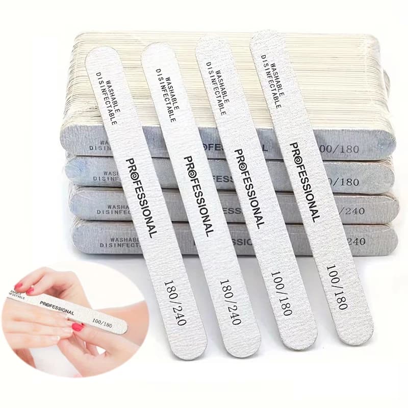 10/30/50 Pezzi Lima per Unghie 100/180/240, Blocco Lucidante in Legno per Pedicure e Manicure, Lime Professionali per Smalto Gel UV e Punte Artificiali
