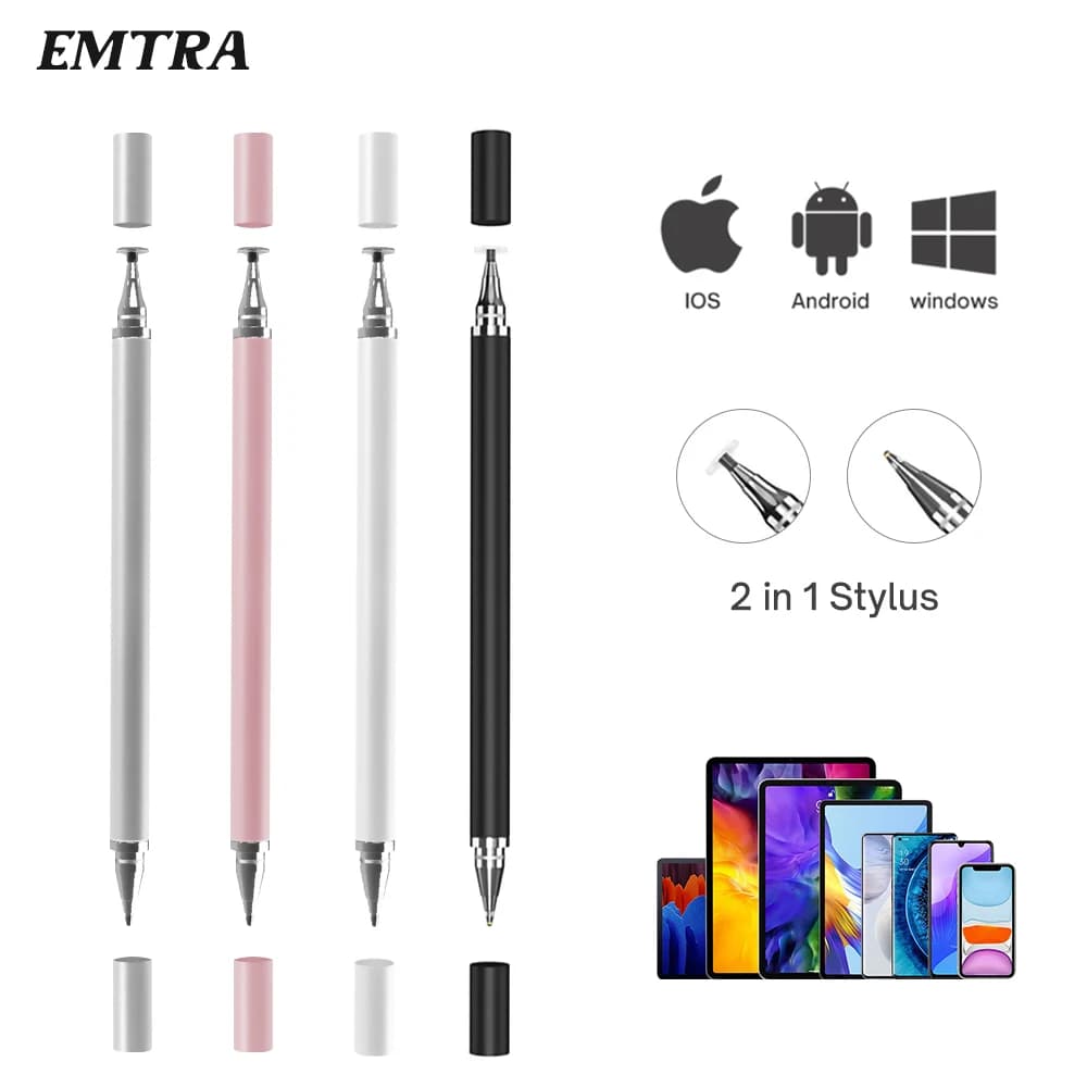 Penna stilo 2 In 1 per Tablet cellulare matita Touch capacitiva per Iphone Samsung matita per schermo da disegno universale per telefono Android