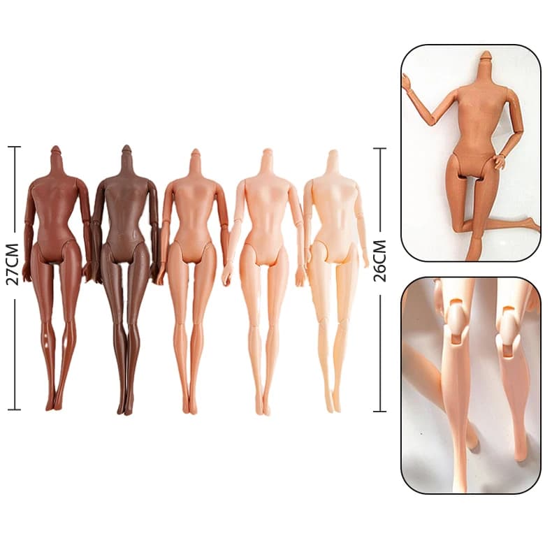 Bambola Africana con 11 Articolazioni Mobili, 26/27cm, Corpo Nudo, Pelle Marrone Nera, Giocattolo per Bambine, Regalo