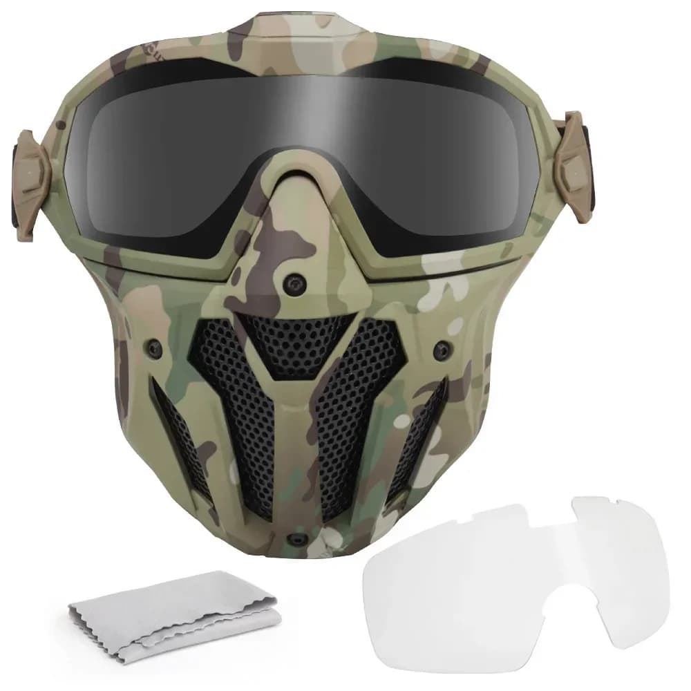 Maschera facciale Airsoft Paintball con ventola maschera protettiva antiappannamento traspirante per il tiro alla caccia Cosplay del partito