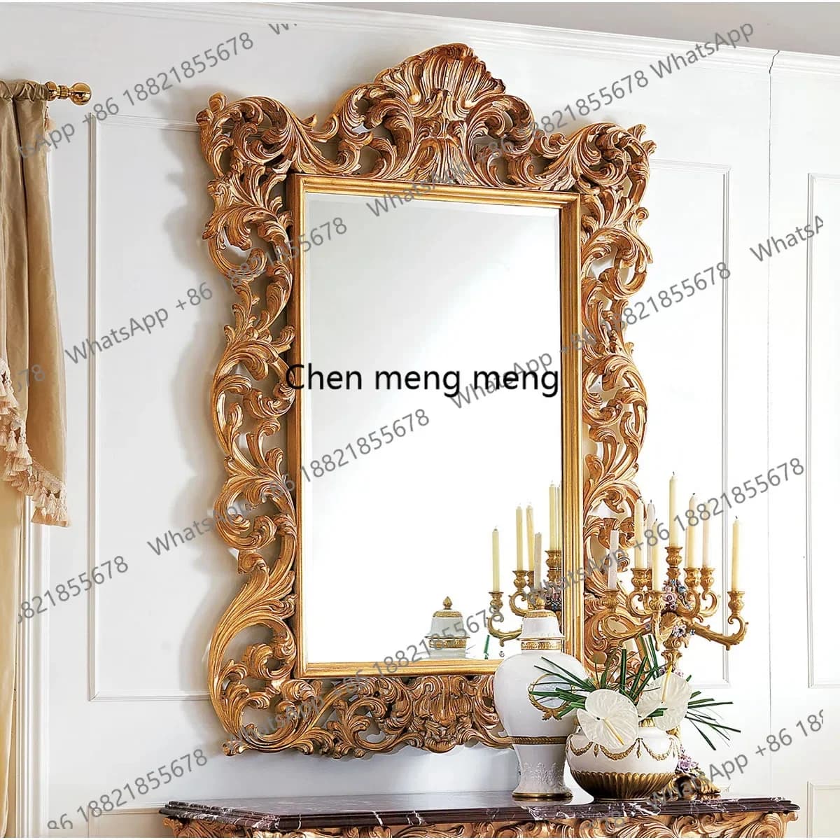 Specchio da bagno di lusso americano, specchio da parete per il bagno, specchio decorativo da parete per soggiorno in stile francese.