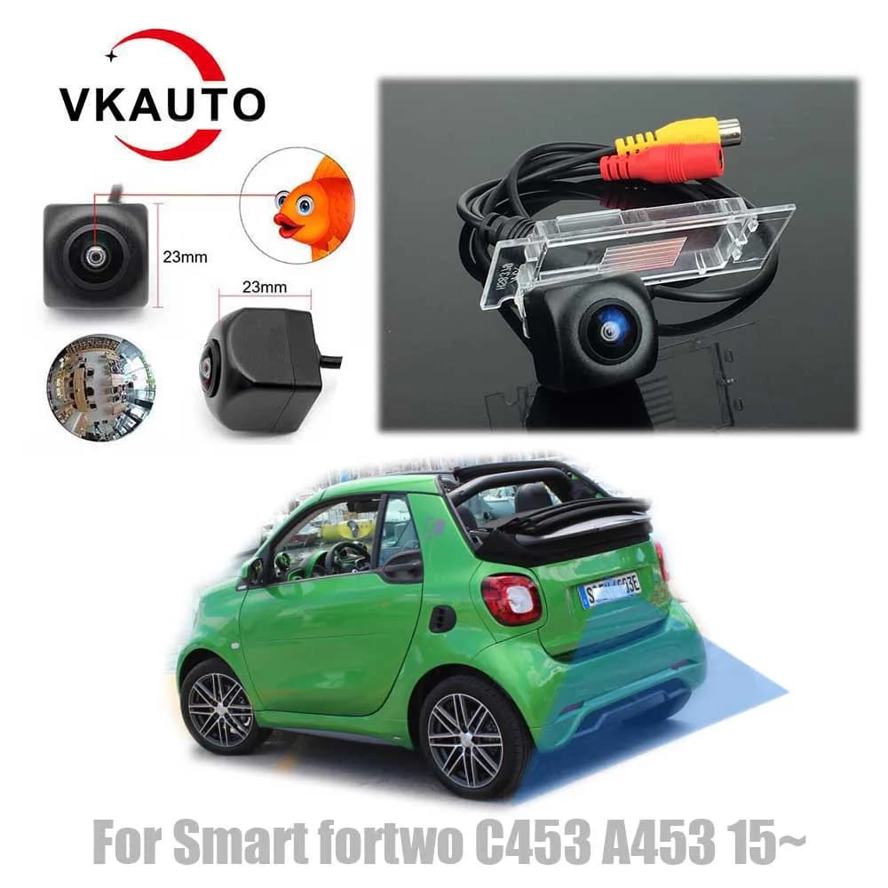 Telecamera per retromarcia VKAUTO Fish Eye per Smart fortwo forfour C453 A453 2015 ~ 2020 telecamera di retromarcia CCD HD