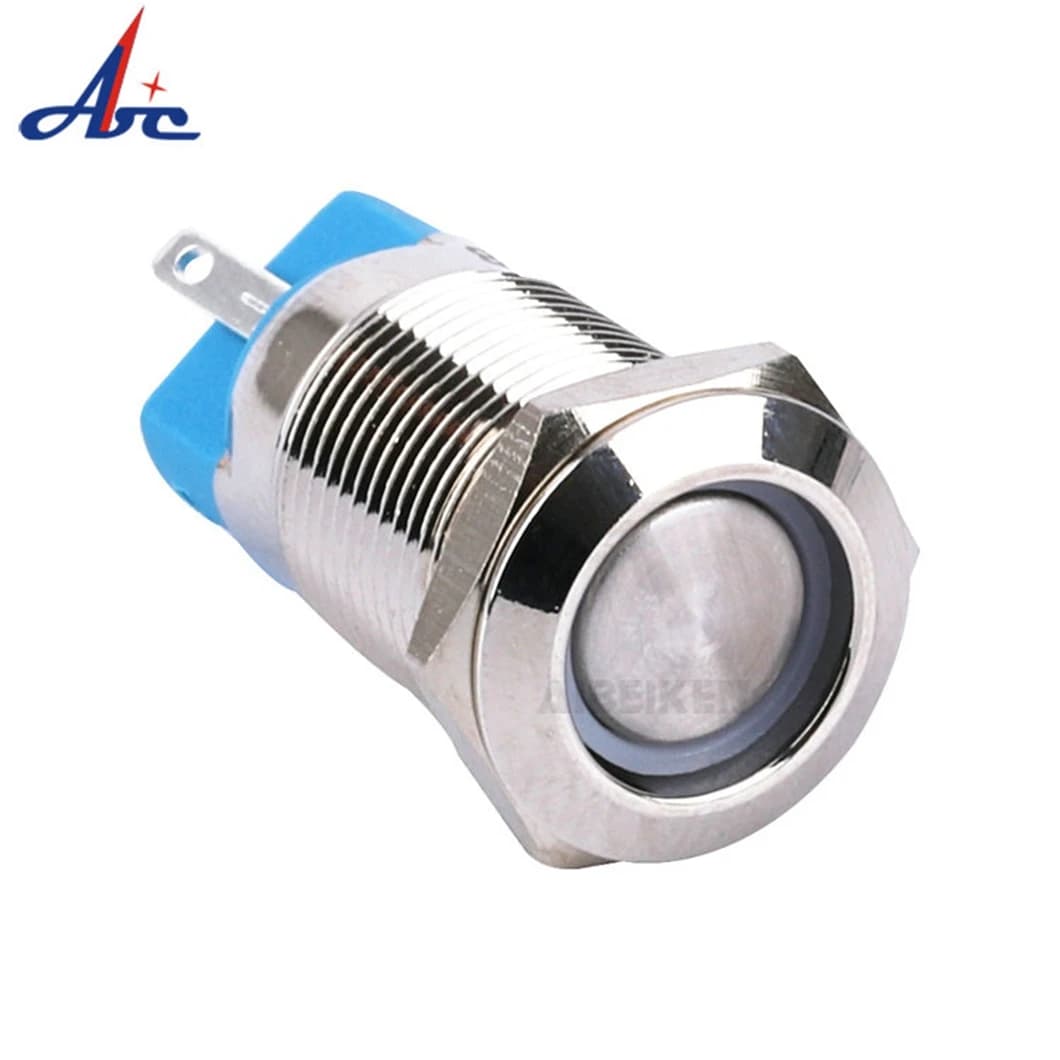 ABILKEEN IB12U 12MM Metal Push Button Switch 1NO Momentary/Latching Function Push Button LED Ring Light Power Control Switch