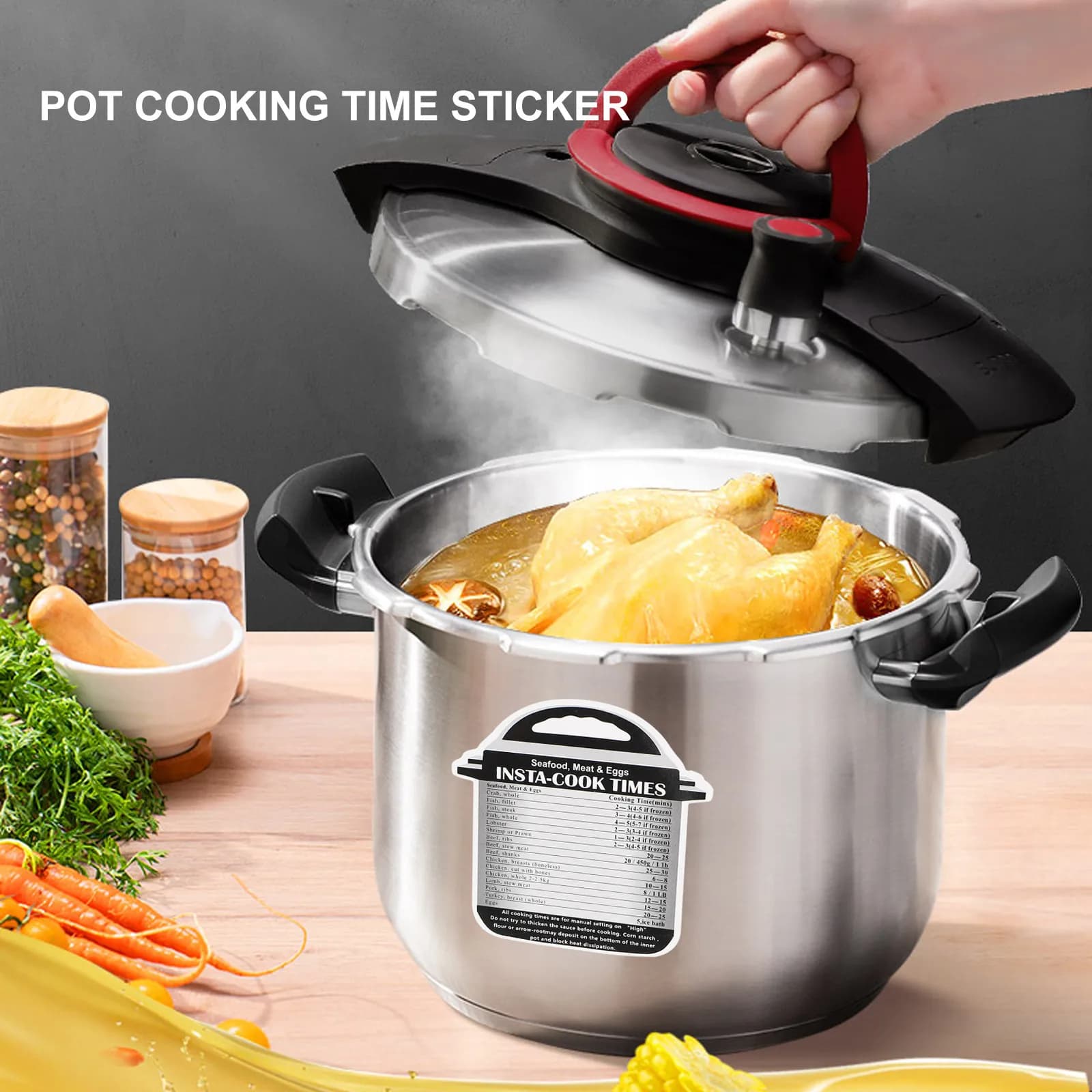 4Pcs Cooking Time Tables Stickers for Instant Cooker Pressure Cooker Air Fryer Kitchen Pot Stickers Convenient Useful Cooking