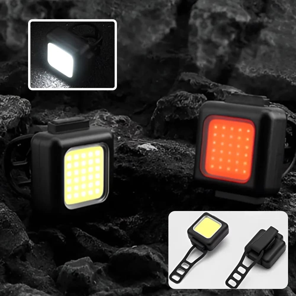 Set Luci Anteriori e Posteriori per Bicicletta, Ricaricabili USB, Faro Impermeabile COB LED, Luce di Segnalazione per Ciclismo
