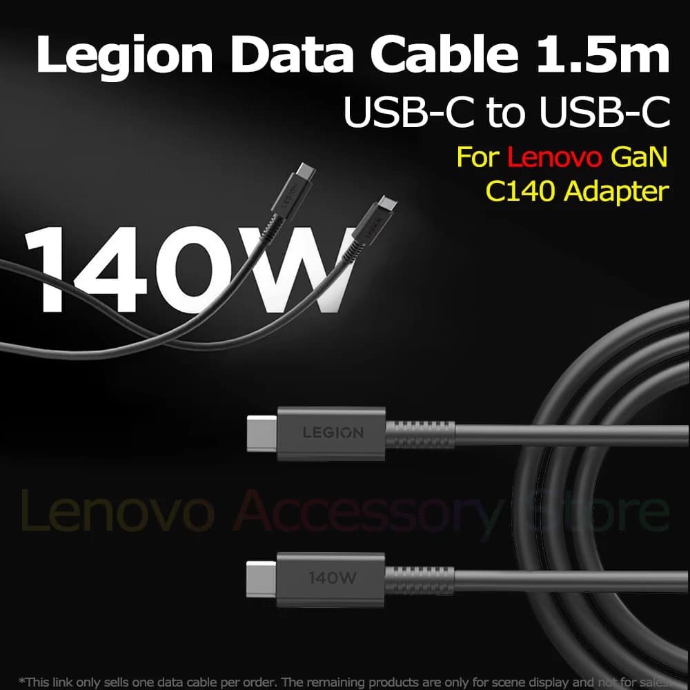 Cavo dati Lenovo Original Legion USBC a USB-C per adattatore Lenovo GaN C140 140W 1,5 m Chip E-MARK Rilevamento di sicurezza a ricarica rapida