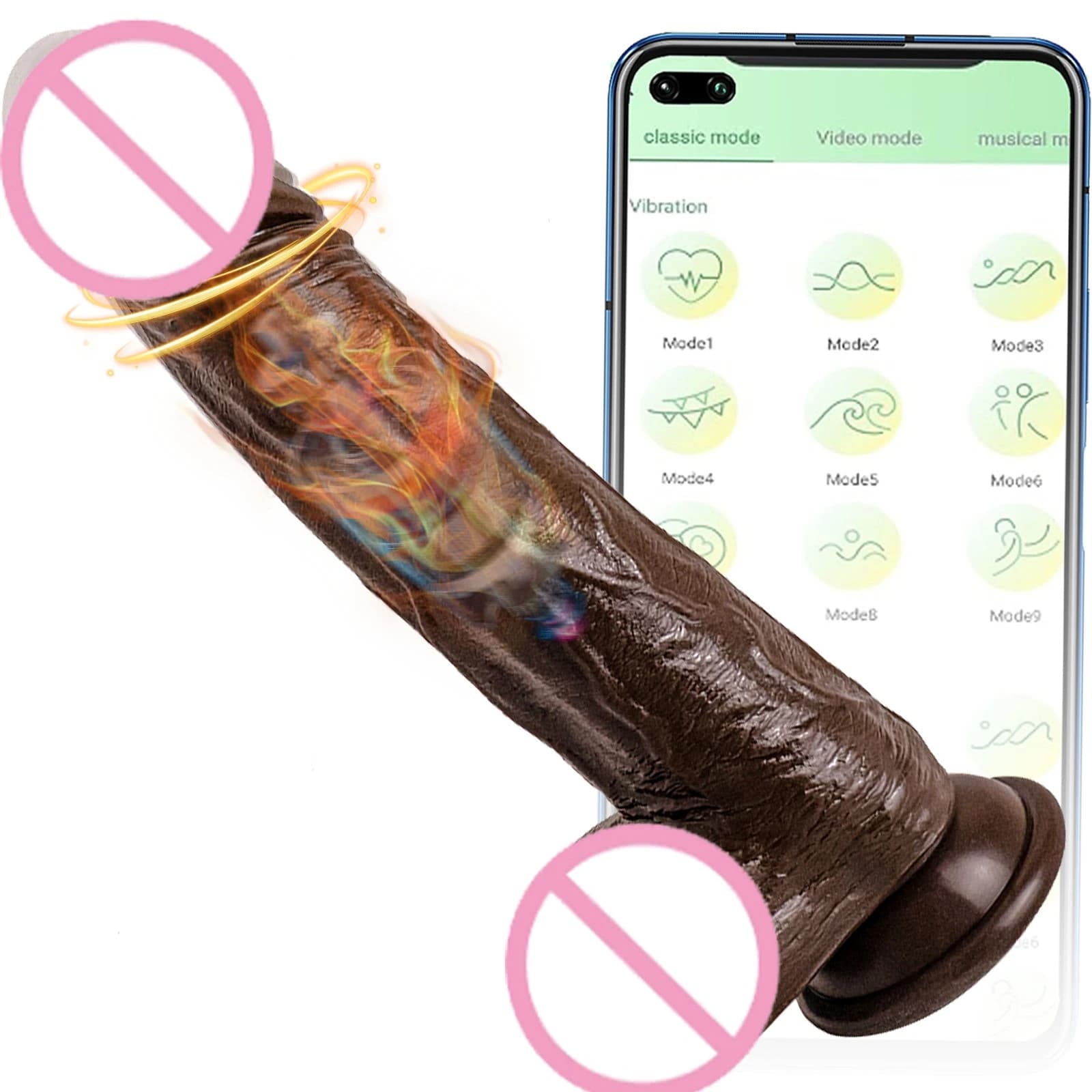 Vibratori telescopici neri vibratori pene realistico giocattoli adulti del sesso per le donne riscaldamento vibrante punto G anale masturbatore vaginale 18