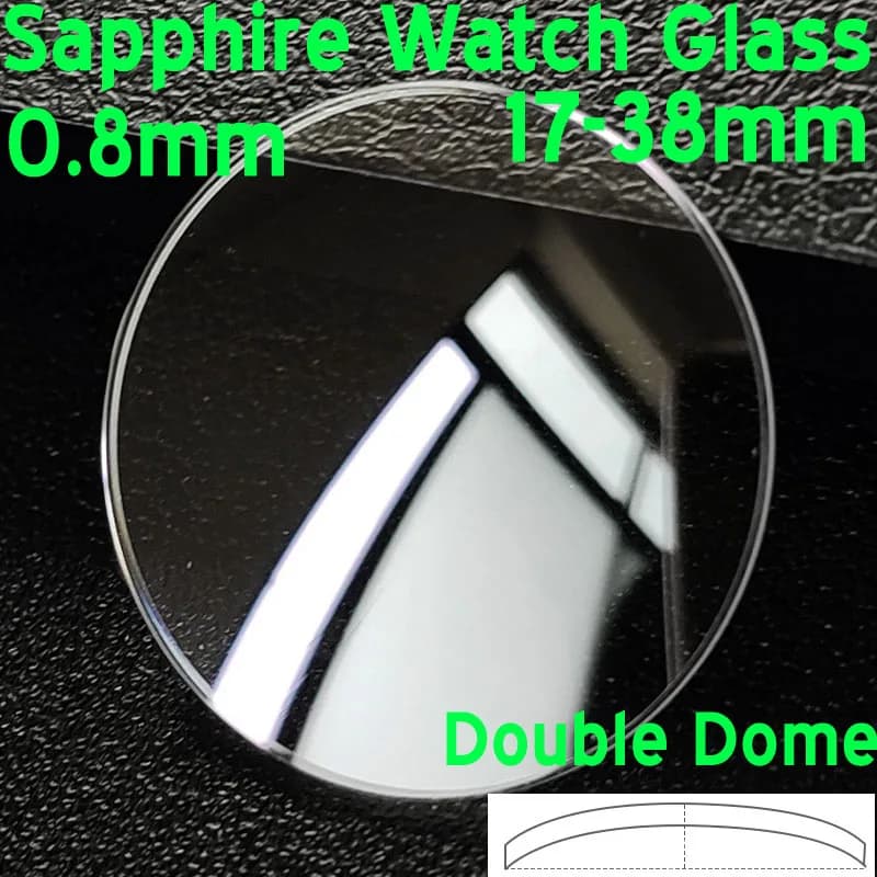 Sapphire Double Domed Watch Crystal Glass 0.8mm Thick 17-38mm Diameter Double Convex Arc Smart Watch Glass Lens Repair Parts