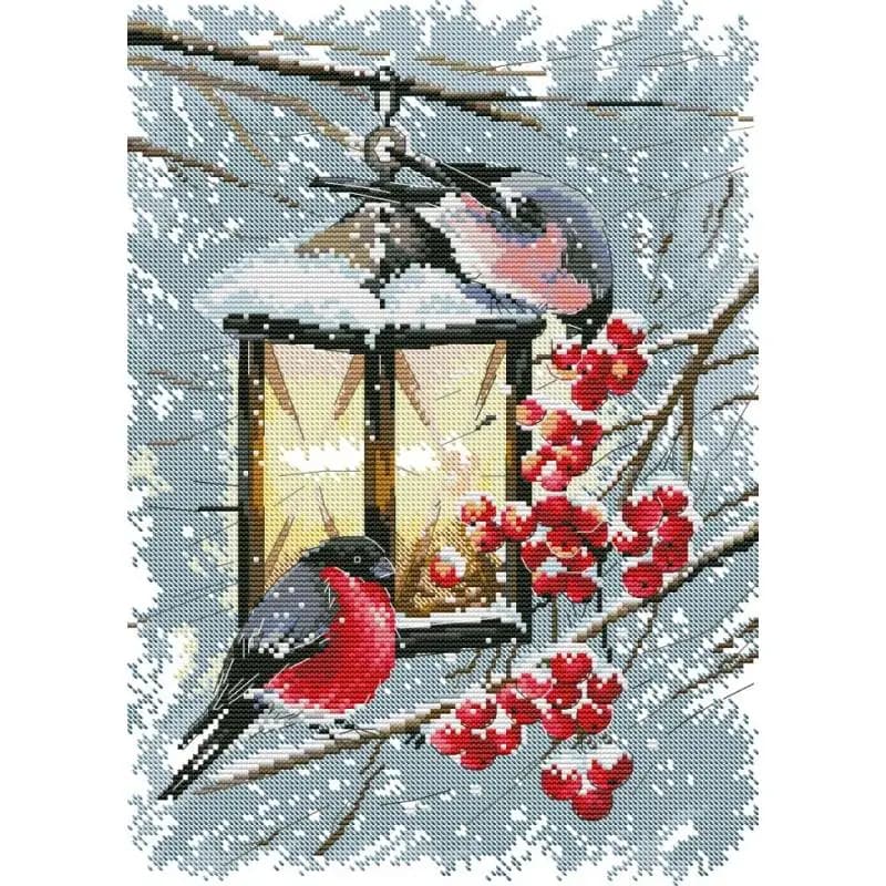 Uccello sul lampione Kit punto croce fatto a mano fai-da-te Aida 14CT Bianco 16CT 11CT Tessuto stampato Cucito Ricamo Decorazioni per la casa Artigianato