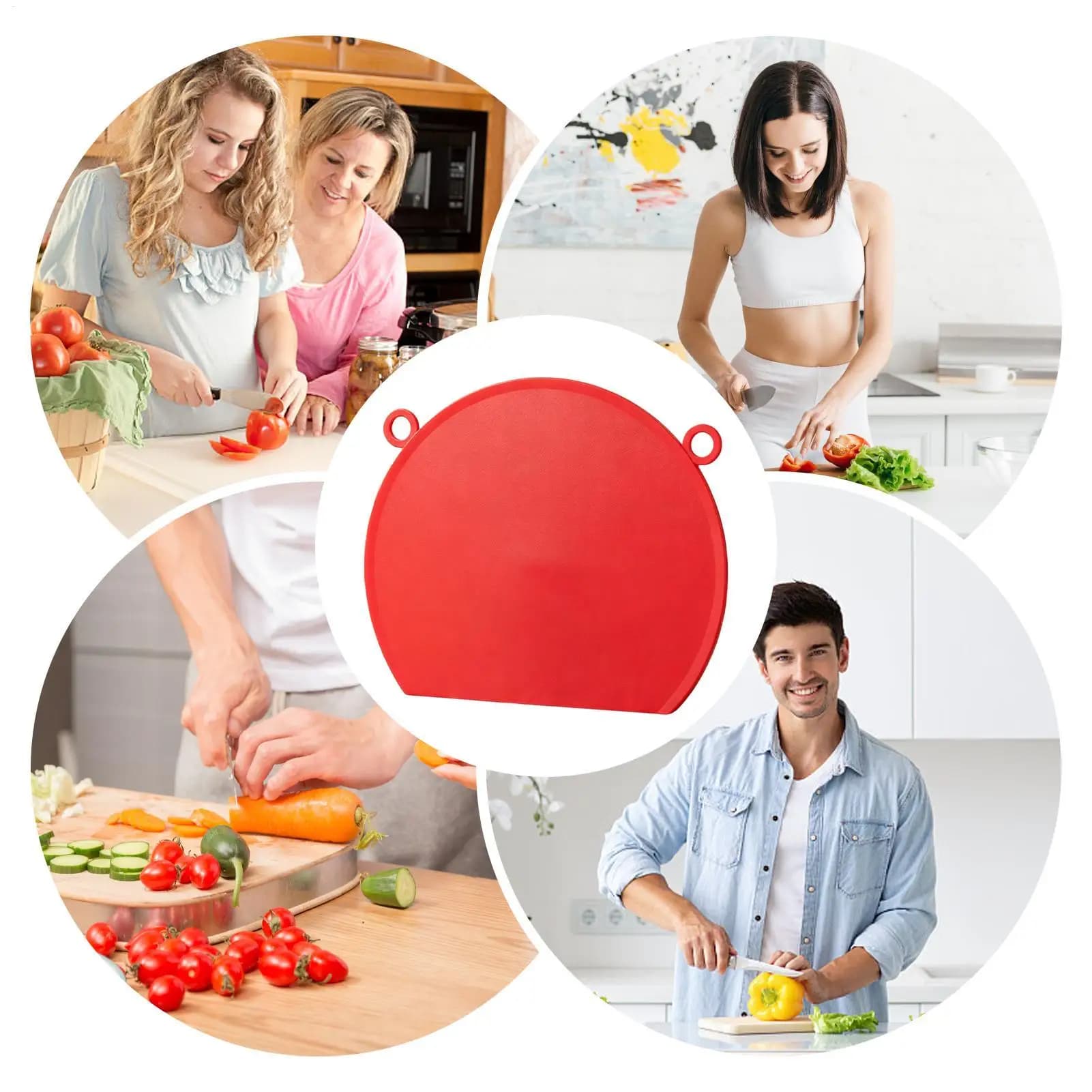 Tagliere in silicone antiscivolo a forma di D, vassoio per la preparazione del cibo per bambini, tagliere per verdure, carne, pollo, per interni ed esterni, casa