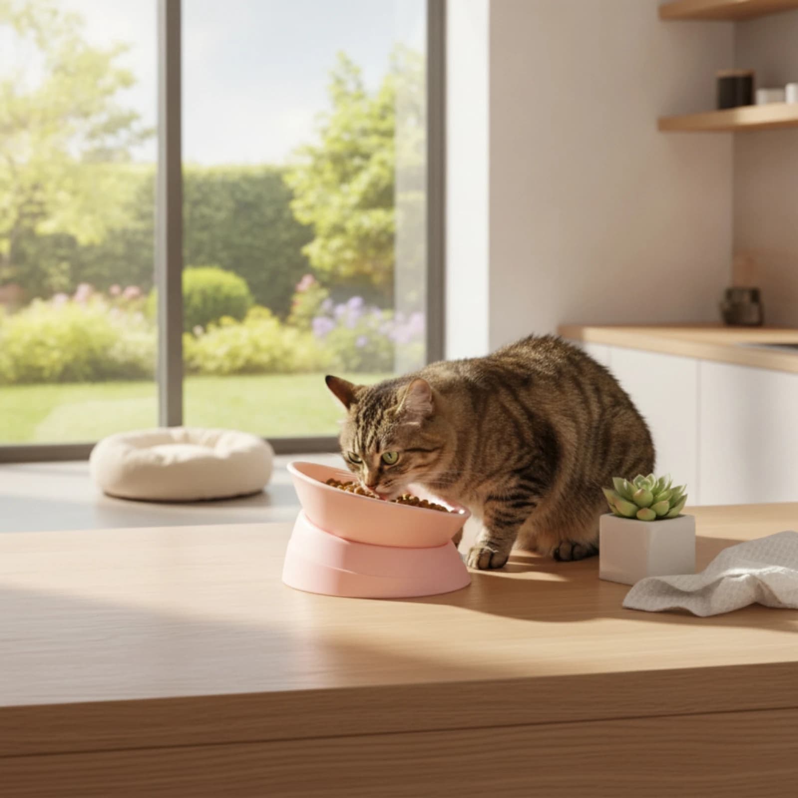 Tilted Pet Bowl Adjustable Angle Elevated Cat Bowl Tilted Cat Food Dish Anti-Slip Bottom Raised Pet Feeding Station Nonslip