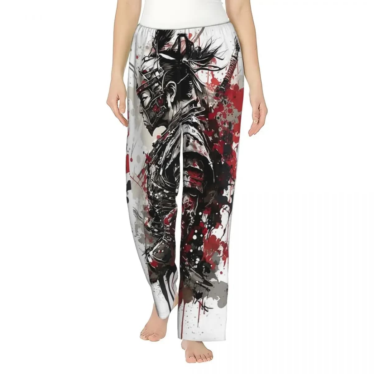 Custom Japanese Samurai Warrior Women Pajama Pants Lounge Sleep Sleepwear Bottoms with Pockets
