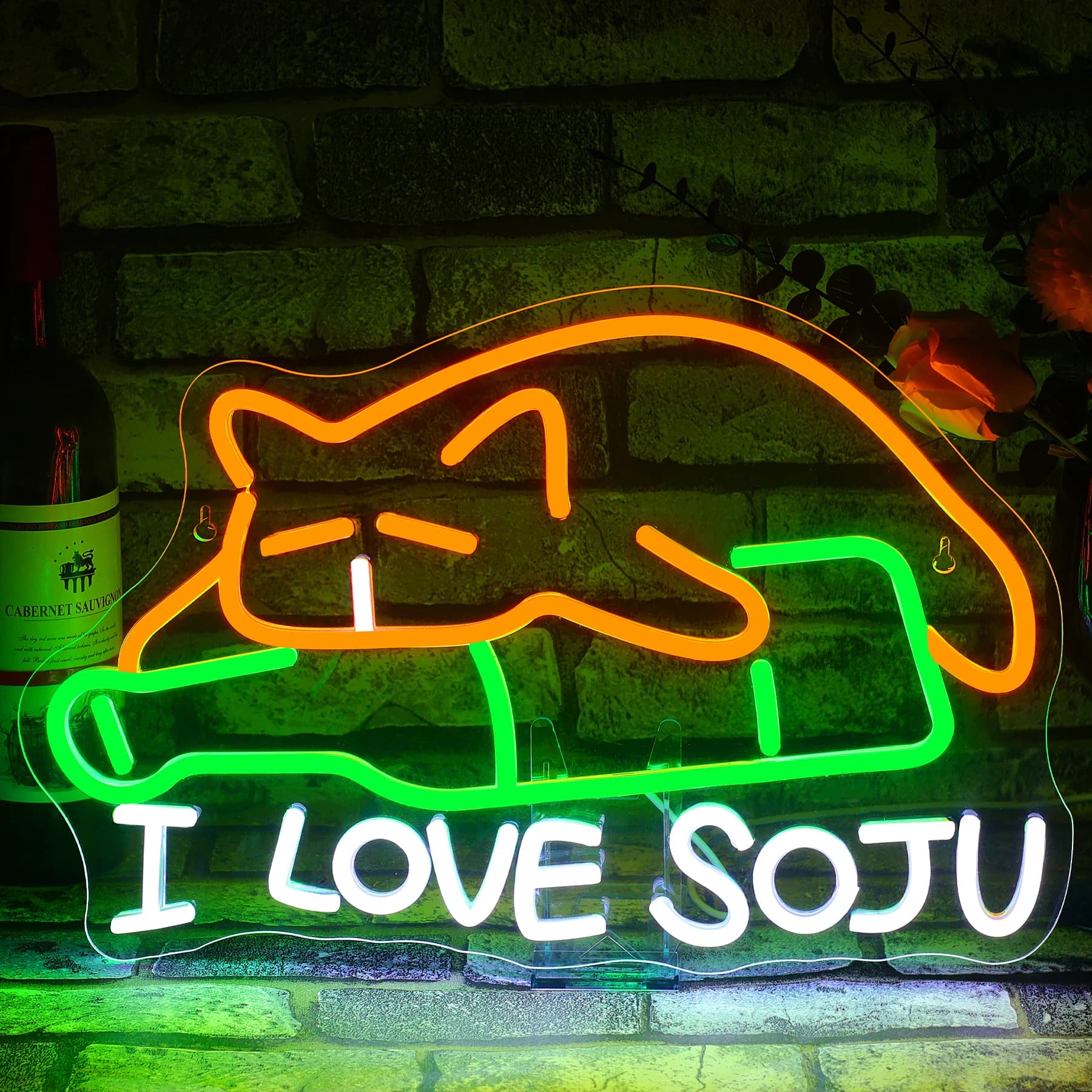 I Love Soju Insegna al neon per camera da letto Bar Club Appartamento Home Party Decorazione da parete con dimmerabile Incoraggia insegne al neon Luci al neon per animali