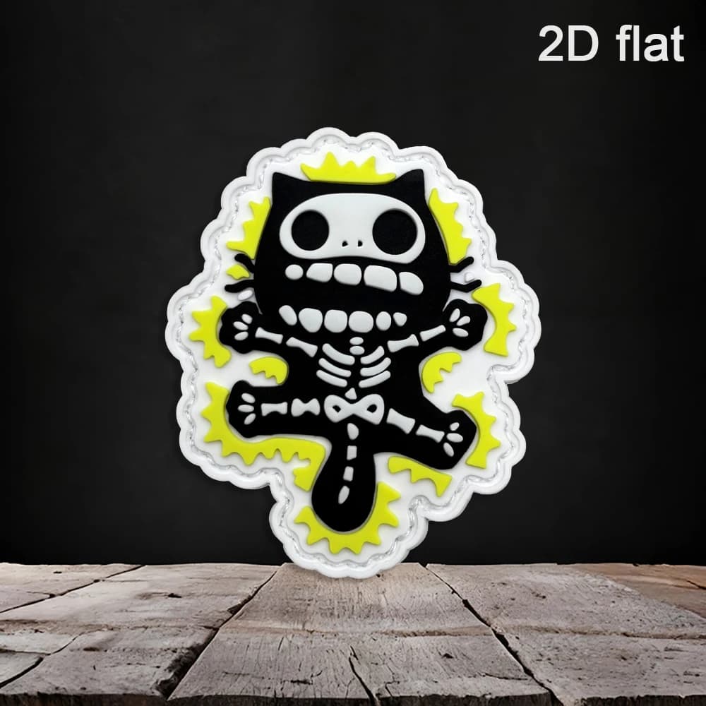 Patch in PVC con design di gattino spaventato per gilet tattici/trasportini, con effetto luminoso, chiusura a strappo, patch morale per zaini, patch per abbigliamento, patch in gomma morbida
