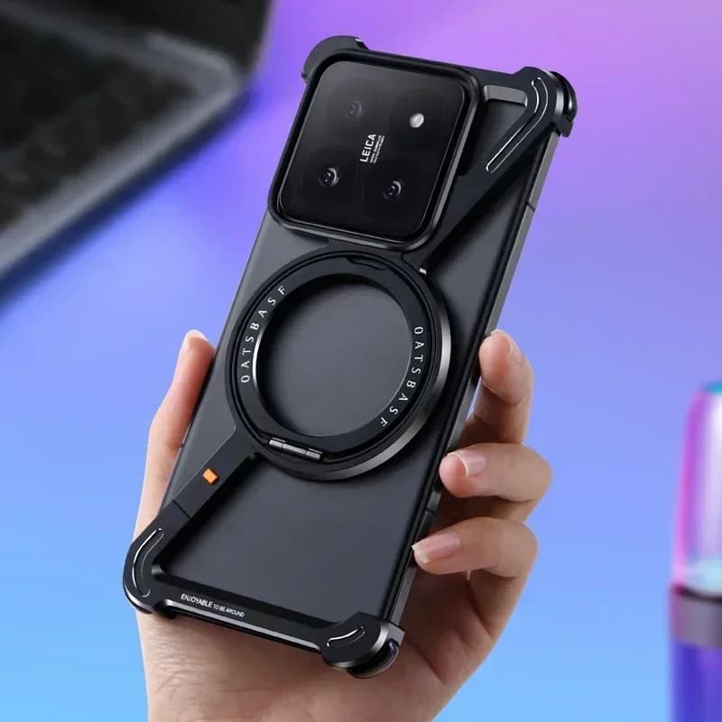 Custodia Eary Z Shape per Xiaomi 15 15Pro Cover protettiva magnetica senza telaio in metallo magsafe con 360 ° Gusci del cavalletto di rotazione