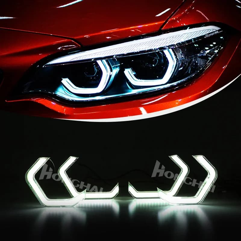 4PCS LED Angel Eyes Faro Halo Anelli RGB APP di Controllo per E90 E81 E87 F30 E53 E60 E63 M3 M4 Cucchiaio Auto Luce di marcia diurna