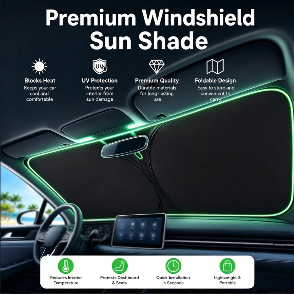 Car Front Windshield Sun Shade, Convenient Foldable Storage, Effective Heat Insulation & Sun Protection Windshield Sunshade