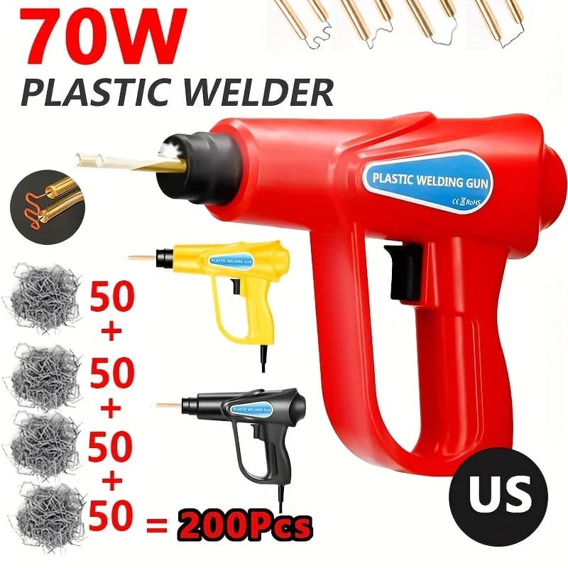 Pistola per Saldatura Plastica 70W, Kit Portatile per Riparazione Paraurti Auto con Protezione Antiscottatura / Saldatore Plastico a Riscaldamento Rapido