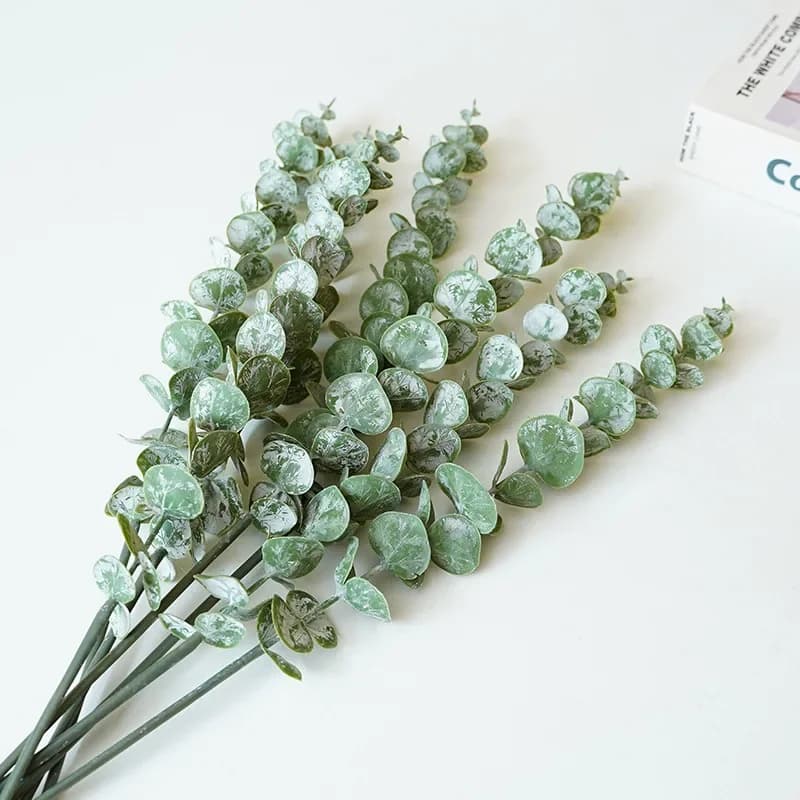 20 pcs/lot artificial plastic leaf money wedding decoration wedding bouquet eucalyptus leaves fake plants decoration flower party home