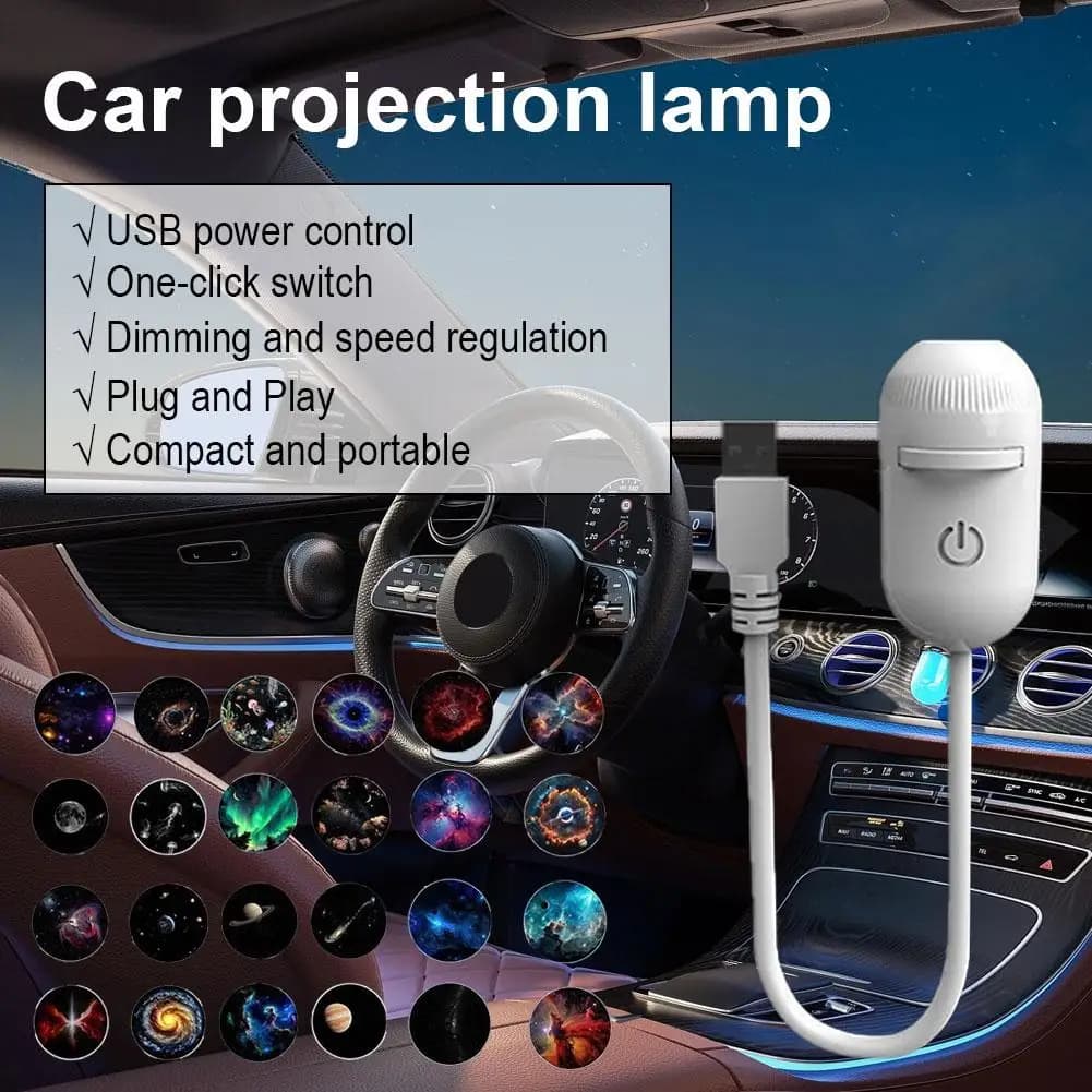 Luci di proiezione a LED effetto cielo stellato per auto, USB, messa a fuoco regolabile, ampia gamma di proiezione, luce decorativa romantica per interni auto Lampada Atmosferica