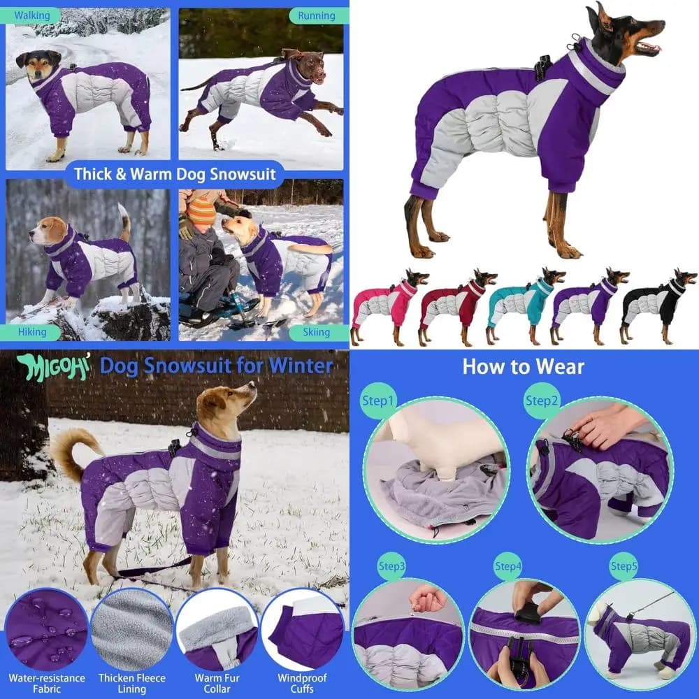 Cappotto Invernale per Cani di Taglia Grande con Riflessi, Imbracatura e Collo Alto per Protezione dal Vento, Disponibile nelle Taglie dalla Piccola alla 2XL