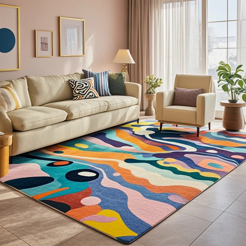Tappeto colorato moderno per soggiorno Tappeto antiscivolo per camera carina Tappeto da salotto in stile astratto Tappetino lavabile per camera dei bambini Tapis