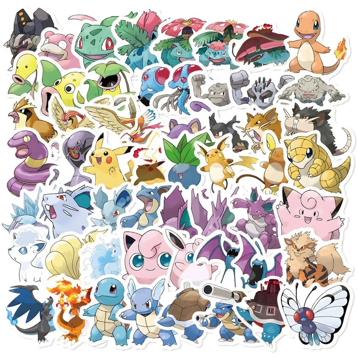 Offerta Speciale: Set di 200 Adesivi Pokemon Carini in PVC Impermeabile per Auto, Bici, Casco, Tablet, Custodia - Bulbasaur, Pikachu - Regalo per Bambini